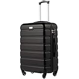 COOLIFE Hartschalen-Koffer Trolley Rollkoffer Reisekoffer mit TSA-Schloss und 4 Rollen(Schwarz,...