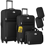 MONZANA® Trolley Kofferset Reisetaschen Set Kulturbeutel Netzfach Rollen Teleskopgriff Koffer...
